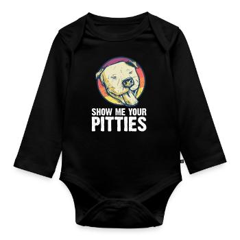Pitbull Bulldog Terrier Chien Chien Chien Amoureux - Body Bébé bio manches longues - noir - Devant