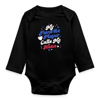 Baseball Nana Retro Grand-mère Ma joueuse préférée - Body Bébé bio manches longues - noir - Devant