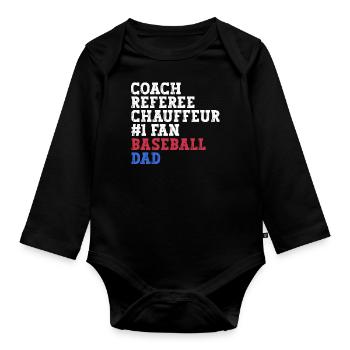 Chemise de père de baseball drôle de baseball disant mon fils - Body Bébé bio manches longues - noir - Devant