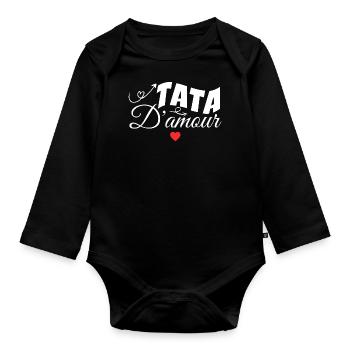 Tata D'amour - Body Bébé bio manches longues - noir - Devant