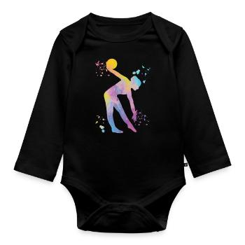 Gymnast with ball rhythmic gymnastics - Organic Longsleeve Baby Bodysuit - black - Front