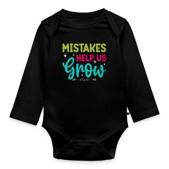 First day of school helps to get back into school mistakes - Organic Longsleeve Baby Bodysuit - black - Front