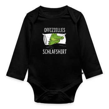 Offizielles Schlafshirt Krokodil Aligator - Baby Bio-Langarm-Body - Schwarz - Vorne