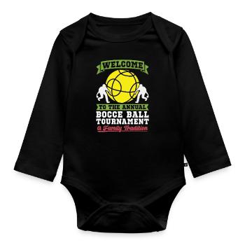Bocce Ball Bienvenue au sport annuel de pétanque - Body Bébé bio manches longues - noir - Devant