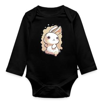 Lapin Lapin Animal Lapin - Body Bébé bio manches longues - noir - Devant