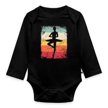 Ballet Danseuse Vintage Femme Ballerine - Body Bébé bio manches longues - noir - Devant