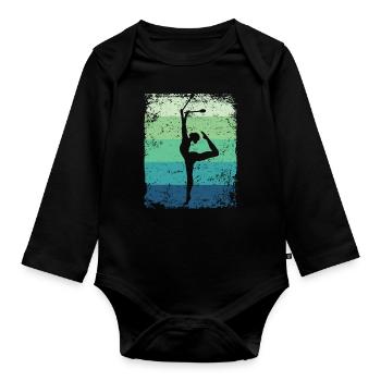 Gymnast Legs Retro Rhythmic Gymnastics - Organic Longsleeve Baby Bodysuit - black - Front