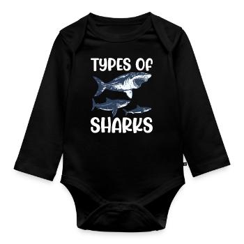 Always be yourself You can be a shark - Organic Longsleeve Baby Bodysuit - black - Front