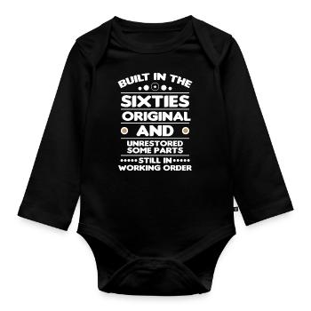 Erbaut Sechziger Jahren Original 50. Geburtstag - Baby Bio-Langarm-Body - Schwarz - Vorne