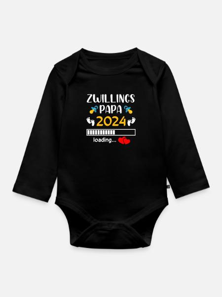 Zwillingspapa 2024 - Baby Bio-Langarm-Body - Schwarz