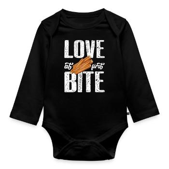 Liebe Auf Den Ersten Biss Mexikanische Churros - Baby Bio-Langarm-Body - Schwarz - Vorne