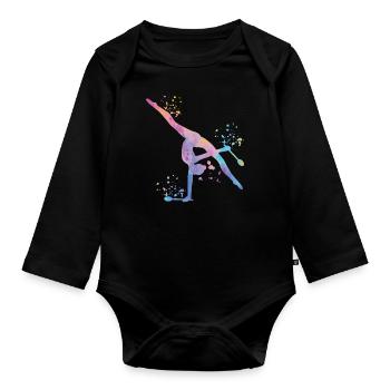Gymnast with clubs Rhythmic gymnastics - Organic Longsleeve Baby Bodysuit - black - Front