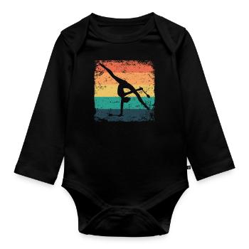 Gymnast Legs Retro Rhythmic Gymnastics - Organic Longsleeve Baby Bodysuit - black - Front