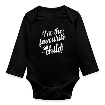 I'm The Favourite Child Funny Siblings Quotes - Organic Longsleeve Baby Bodysuit - black - Front