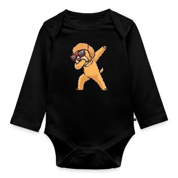 Chien Goldendoodle dansant avec des lunettes de soleil - Body Bébé bio manches longues - noir - Devant