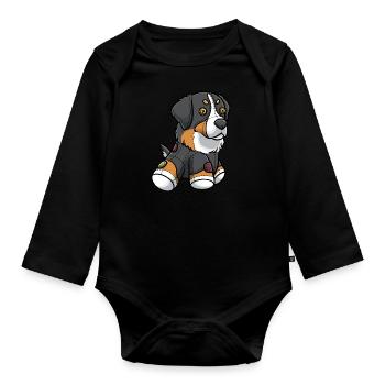 Bernese Mountain Dog Dog Bouvier Bernois As - Body Bébé bio manches longues - noir - Devant