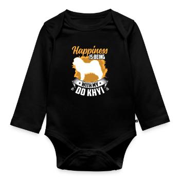 Do Khyi makes happy Tibetmastiff Great Dane - Organic Longsleeve Baby Bodysuit - black - Front