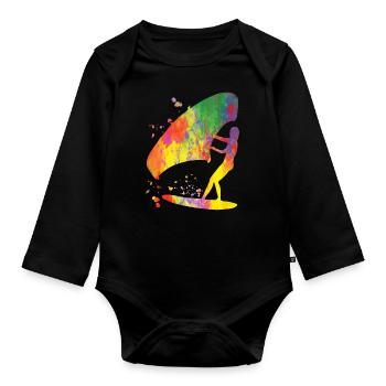 Wing Foil Wingsurfing Woman Foil Wing - Body Bébé bio manches longues - noir - Devant