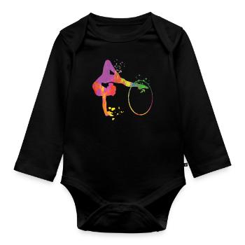 Gymnastin Mit Keulen Rhythmische Sportgymnastik - Baby Bio-Langarm-Body - Schwarz - Vorne