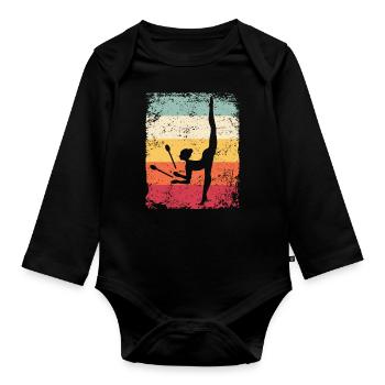 Gymnast Legs Retro Rhythmic Gymnastics - Organic Longsleeve Baby Bodysuit - black - Front