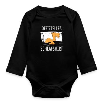 Offizielles Schlafshirt Kamel - Baby Bio-Langarm-Body - Schwarz - Vorne