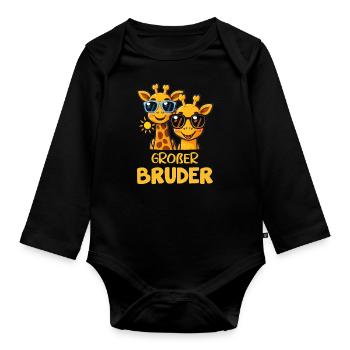 Großer Bruder Coole Giraffe Sonnenbrille Giraffen - Baby Bio-Langarm-Body - Schwarz - Vorne
