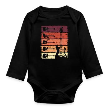 Guitar Retro Electric Guitar Guitarist - Organic Longsleeve Baby Bodysuit - black - Front