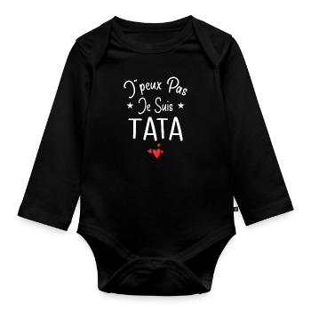 Tante / Tata / Marraine / Oncle / Nourrice / Bébé - Body Bébé bio manches longues - noir - Devant
