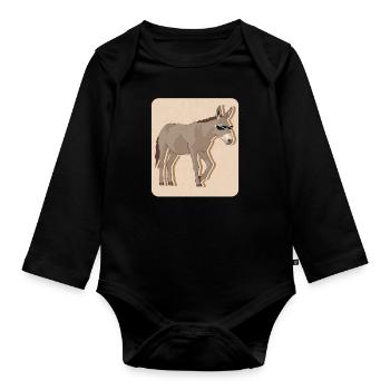 Âne propriétaire âne âne amoureux cadeau d’âne - Body Bébé bio manches longues - noir - Devant