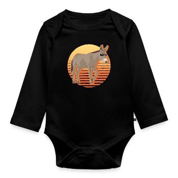 Esel Eselchen Eselbesitzer Eselliebhaber Geschenk - Baby Bio-Langarm-Body - Schwarz - Vorne