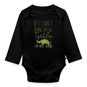 Sea Turtle Tortoise If I Can't - Baby Bio-Langarm-Body - Schwarz - Vorne