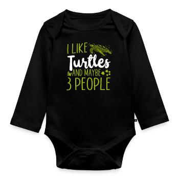Sea Turtle Tortoise I Like Turtles - Baby Bio-Langarm-Body - Schwarz - Vorne