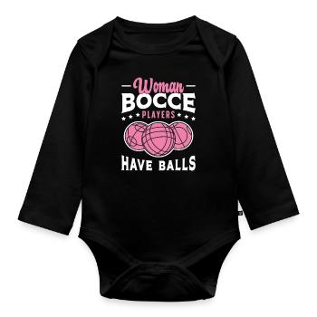 Bocce Ball Femmes Les joueurs de pétanque ont des balles Boule - Body Bébé bio manches longues - noir - Devant