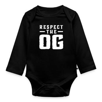 Respect The OG Original Gangsta Calligraphy - Baby Bio-Langarm-Body - Schwarz - Vorne