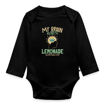 Mon cerveau est composé à 95% d’amateurs de limonade - Body Bébé bio manches longues - noir - Devant