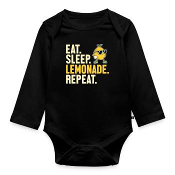 Eat Sleep Lemonade Repeat Lemonade Lover - Organic Longsleeve Baby Bodysuit - black - Front