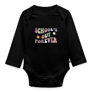 School's Out Forever Teacher Retirement Boho - Organic Longsleeve Baby Bodysuit - black - Front