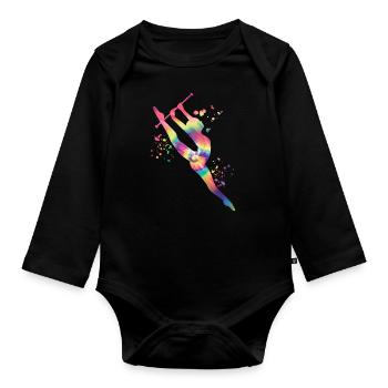 Gymnastin Mit Baton Rhythmische Gymnastik - Baby Bio-Langarm-Body - Schwarz - Vorne