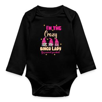 Je suis la folle dame de bingo drôle bingo - Body Bébé bio manches longues - noir - Devant