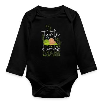 Sea Turtle Tortoise My Turtle Is - Organic Longsleeve Baby Bodysuit - black - Front
