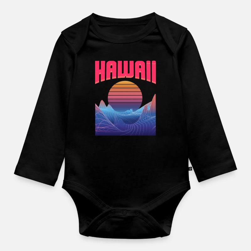 Hawaï - Body Bébé bio manches longues - noir