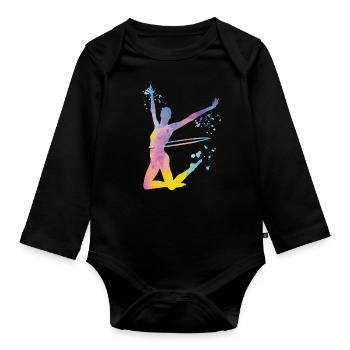 Gymnastin Mit Keulen Rhythmische Sportgymnastik - Baby Bio-Langarm-Body - Schwarz - Vorne