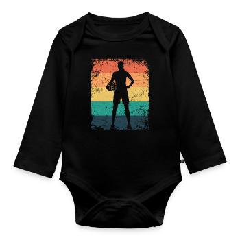 Volleyball Player Retro Beach Volleyball - Organic Longsleeve Baby Bodysuit - black - Front