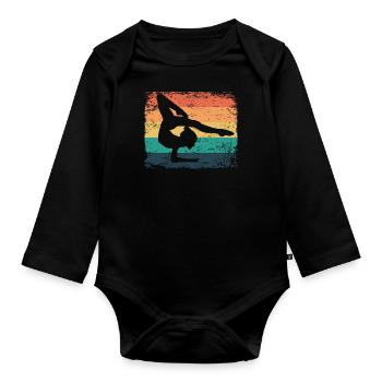 Gymnaste Gymnaste Gymnastique Rythmique Rétro - Body Bébé bio manches longues - noir - Devant