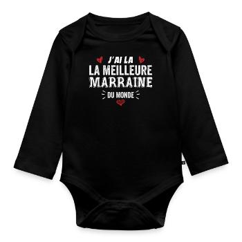 J'ai La Meilleure Marraine Du Monde - Body Bébé bio manches longues - noir - Devant