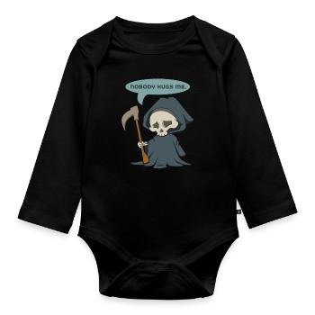 Nobody hugs me - Organic Longsleeve Baby Bodysuit - black - Front