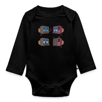 Couple d’amour à la télévision - Body Bébé bio manches longues - noir - Devant