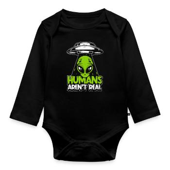 Les humains ne sont pas de vrais extraterrestres de conspiration d’OVNI - Body Bébé bio manches longues - noir - Devant