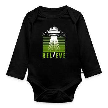 Croire conspiration Außerirdischer extraterrestre OVNI - Body Bébé bio manches longues - noir - Devant