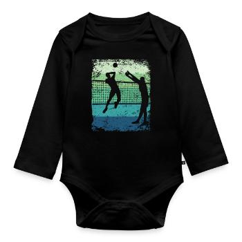 Volleyball Spieler Retro Beach Volleyball - Baby Bio-Langarm-Body - Schwarz - Vorne